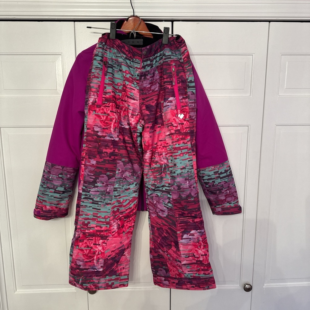 Obermeyer Youth Purple, Pink and Teal Ski Set - Jacket and Pants.